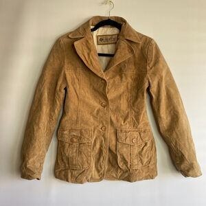 Vintage Columbia Leather 3 Button 2 Pocket Lined Coat Womens S